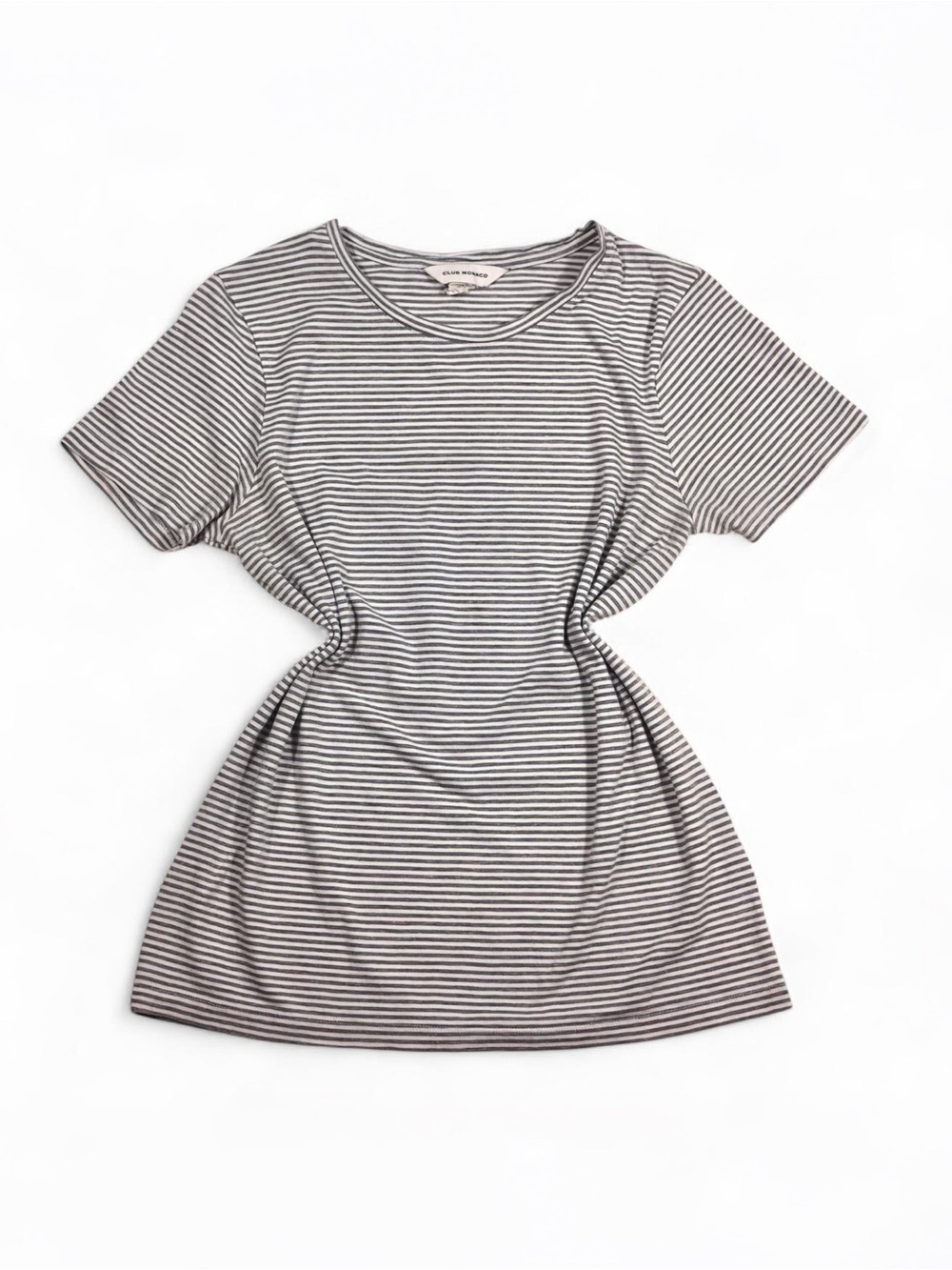 Club Monaco Gray White Stripe Luxe Tee Size Small